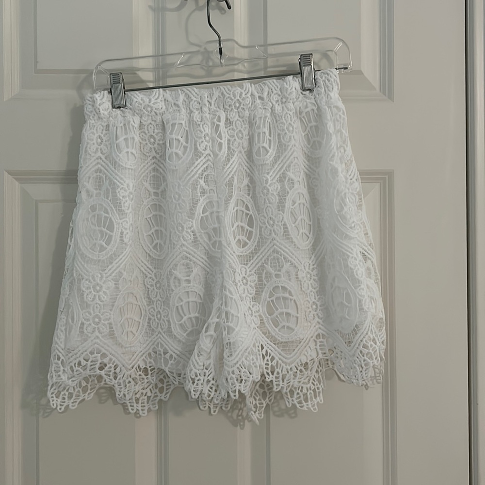 Ultra Pink white lace shorts